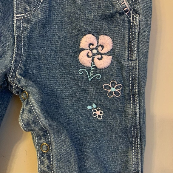 Carhartt Bib Overalls 9 Months Jean Kids Infant Denim Floral Workwear Girls - Picture 2 of 6